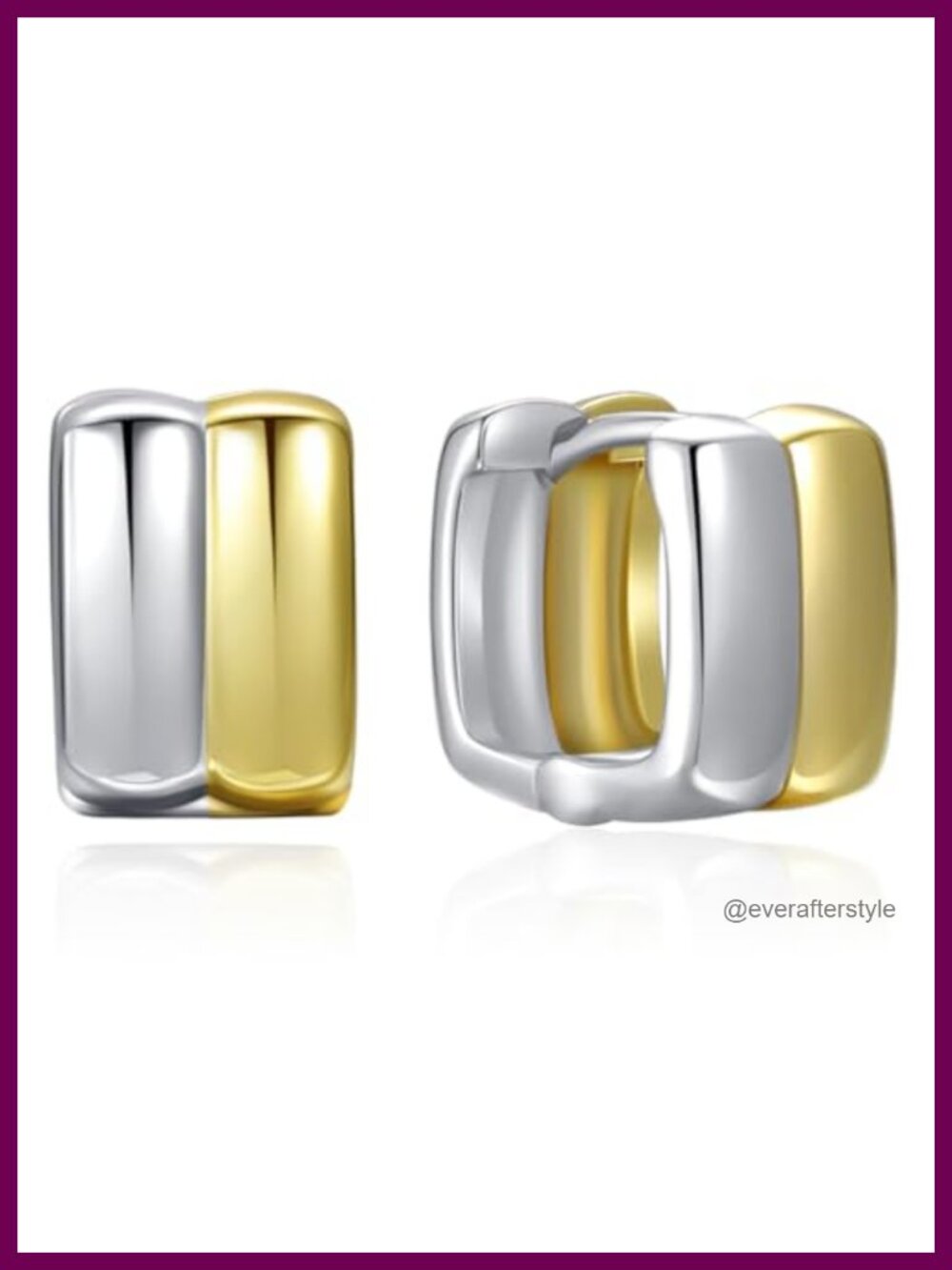 Gold Plated Chunky Mini Hoop Earrings 10mm Hinged Two-Tone